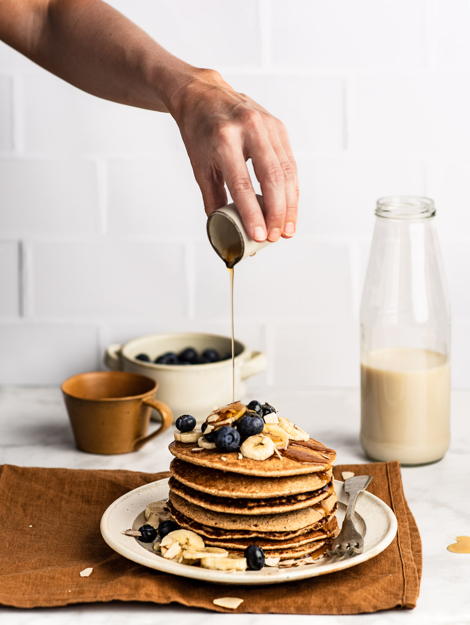 Blender Oat Pancakes PlantBased Recipes by Ashley Madden