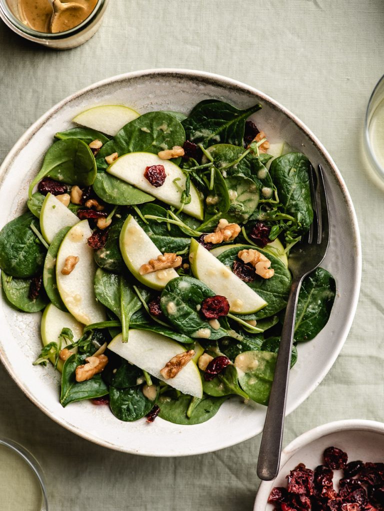 Apple Walnut Spinach Salad Plant Based Recipes By Ashley Madden