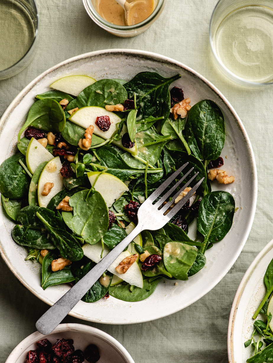 Apple Walnut Spinach Salad | Plant-Based Recipes by Ashley Madden