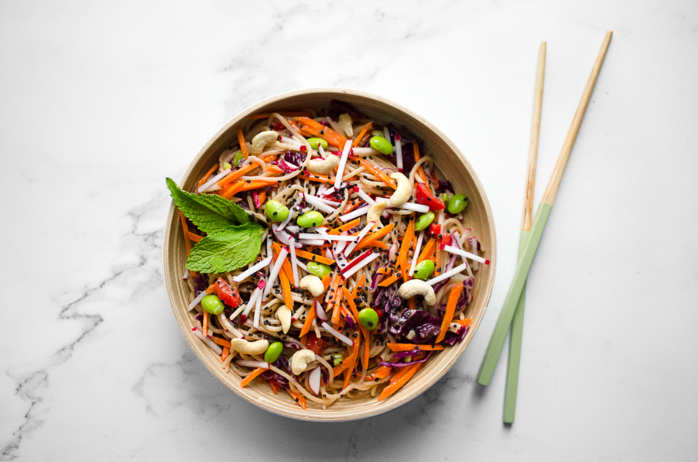 Sesame Edamame Noodle Bowl PlantBased Recipes by Ashley Madden