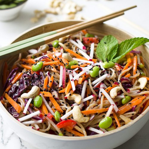 vegan sesame noodle bowl