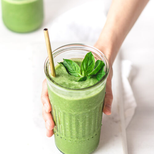 Tropical Basil Green Smoothie | Plant-Based Recipes by Ashley Madden