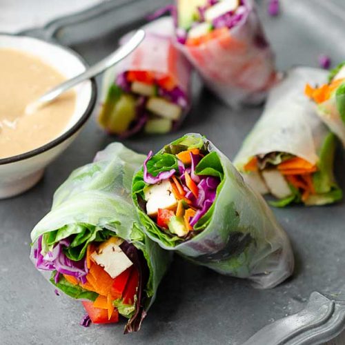 Spring Rolls with Spicy Tahini Dipping Sauce | Plant-Based Recipes by ...