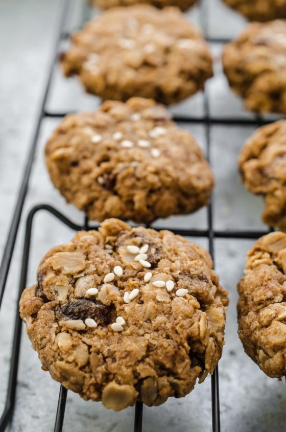 Tahini Oatmeal Raisin Cookies PlantBased Recipes by Ashley Madden