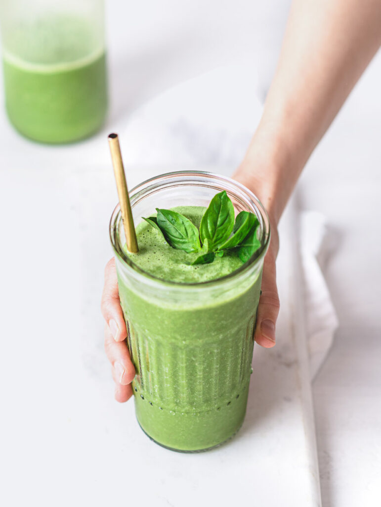 Tropical Basil Green Smoothie Plant Based Recipes by Ashley Madden